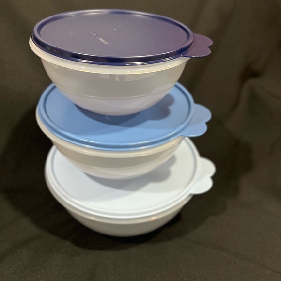 NEW in Package Tupperware 3 piece Wonderlier Bowl Set - Navy and Light Blue - Picture 3 of 7